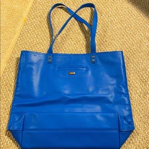 Blue Pebble Faux Leather Tote